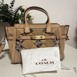 {COACH} 37188 SWAGGER 27 exotic Embossed Patchwork Leather Beechwood Sneakeskin